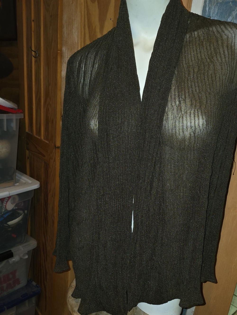 Chico's Sheer Open-Front Cardigan — Brown